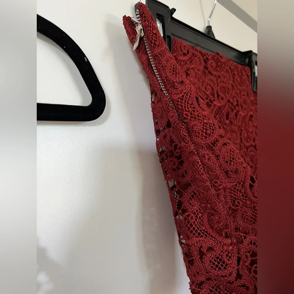 NWT Zara burgundy top and skirt lace set size XS - Picture 5 of 6